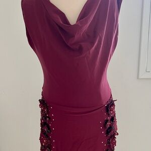 Dance Costume - Adult SM - Burgundy / Maroon Dress / Stoned